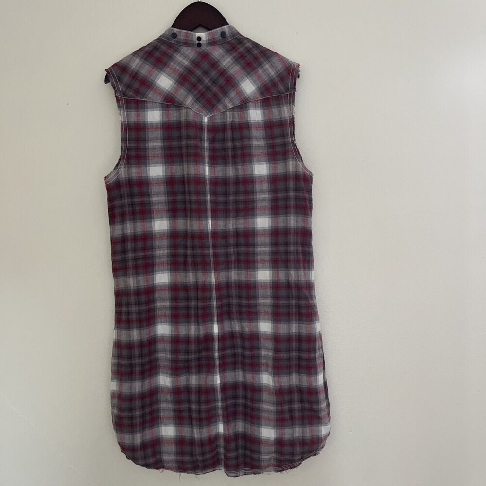 ALLSAINTS Women’s Raw Hem Braxton Plaid Shirt Dress Gilet, Punk Grunge Sleeze - Picture 11 of 14